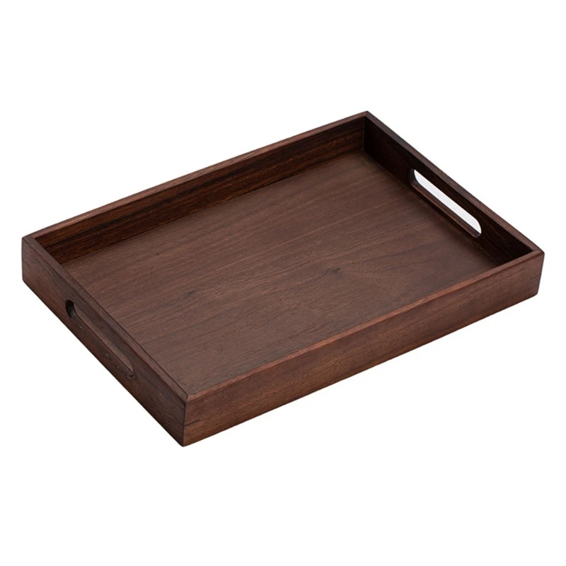 

Wooden Serving Tray with Handle Rectangle Breakfast Sushi Snack Bread Dessert Cake Plate Platter for Farmhouse Home Decor P82C