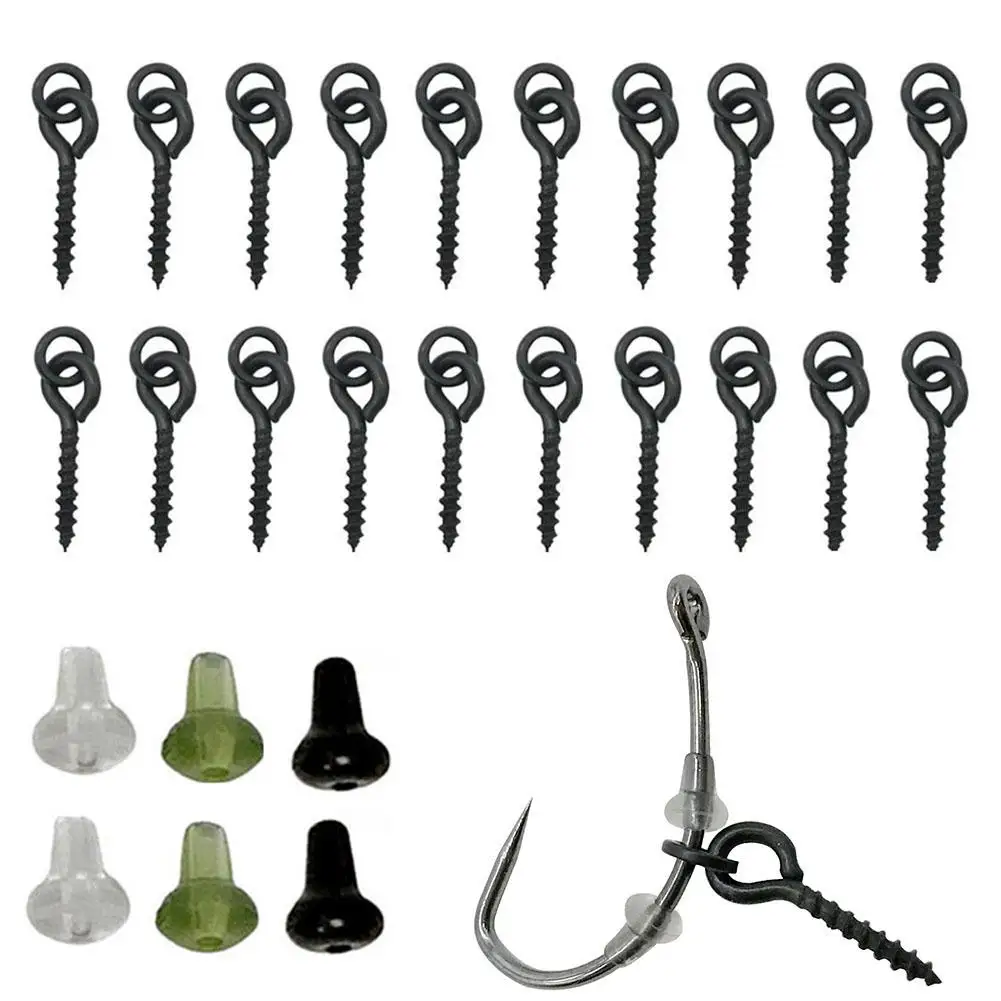 

20Pcs Carp Rig Ring Stops with 20Pcs Boilie Bait Screw Fishing Accessories Kit