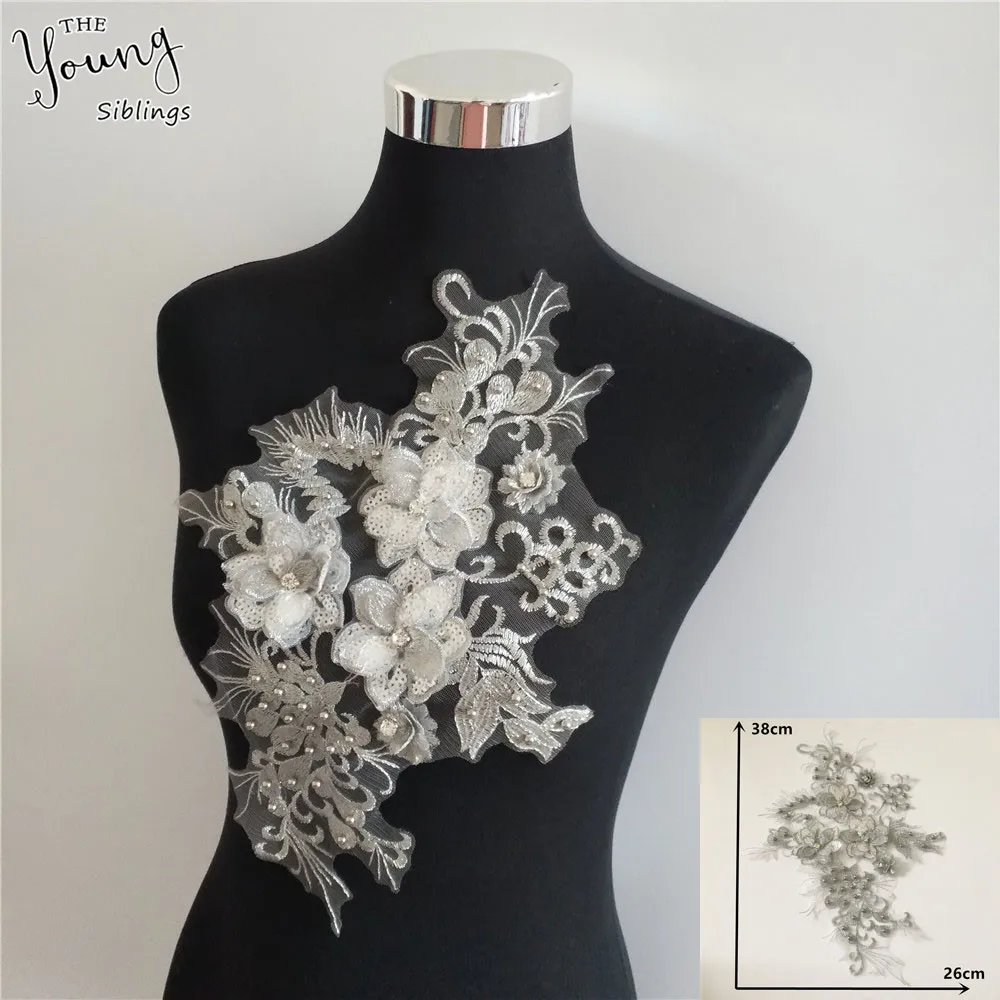 Кружевной воротник ABS жемчужная вышивка тюль 3D цветы кружевной отделка стразами