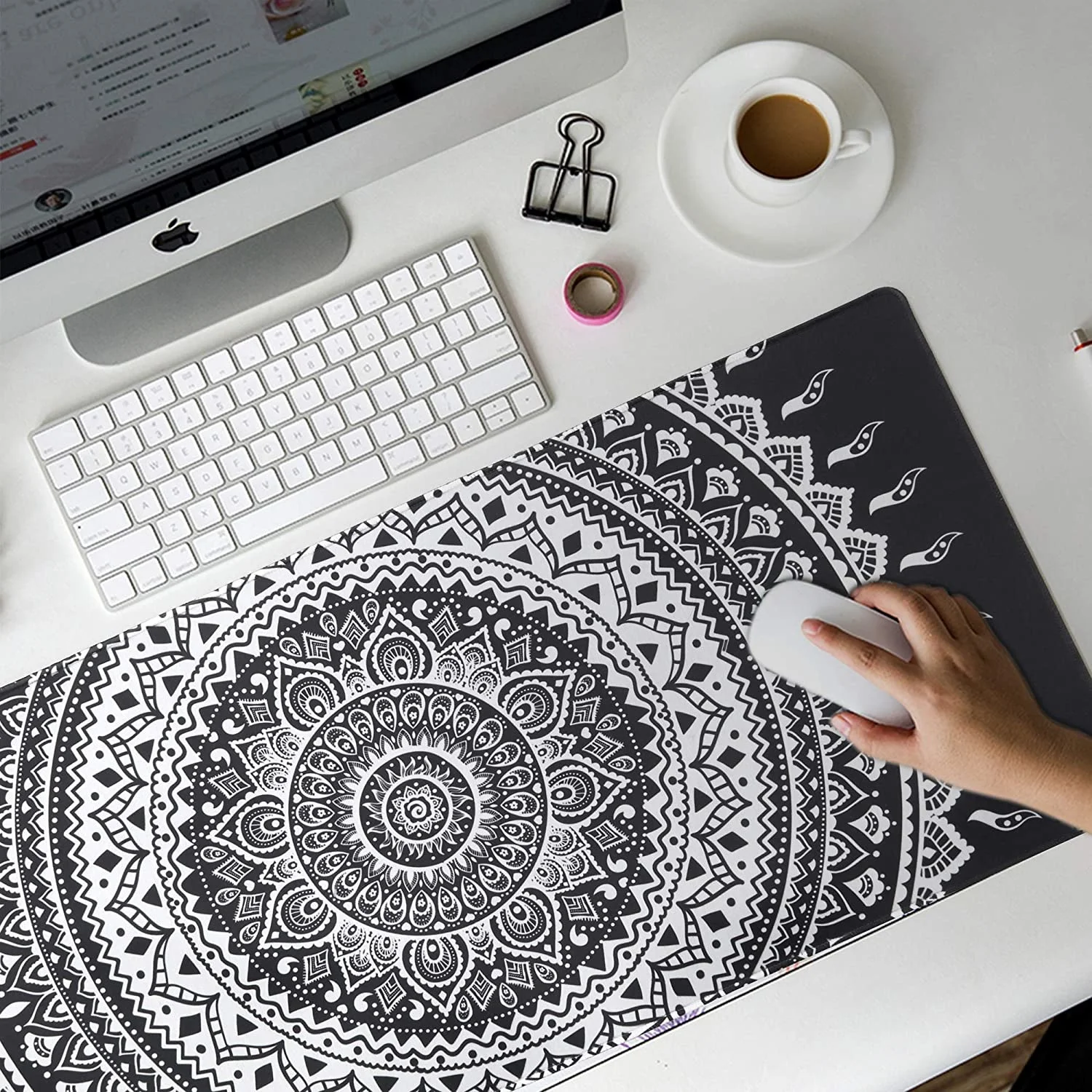 

Black And White Mandala Art Mouse Pad Gamer Gaming Large Computer Mousepad Soft Natural Rubber Desk Mats MousePads Mice Pad