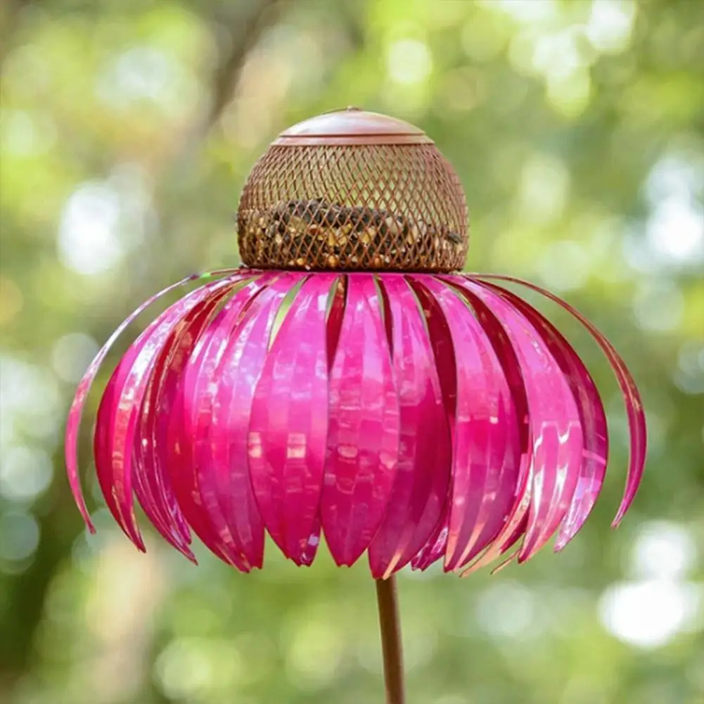 Розовая кормушка для птиц Coneflower уличное украшение оконная садовых цветов