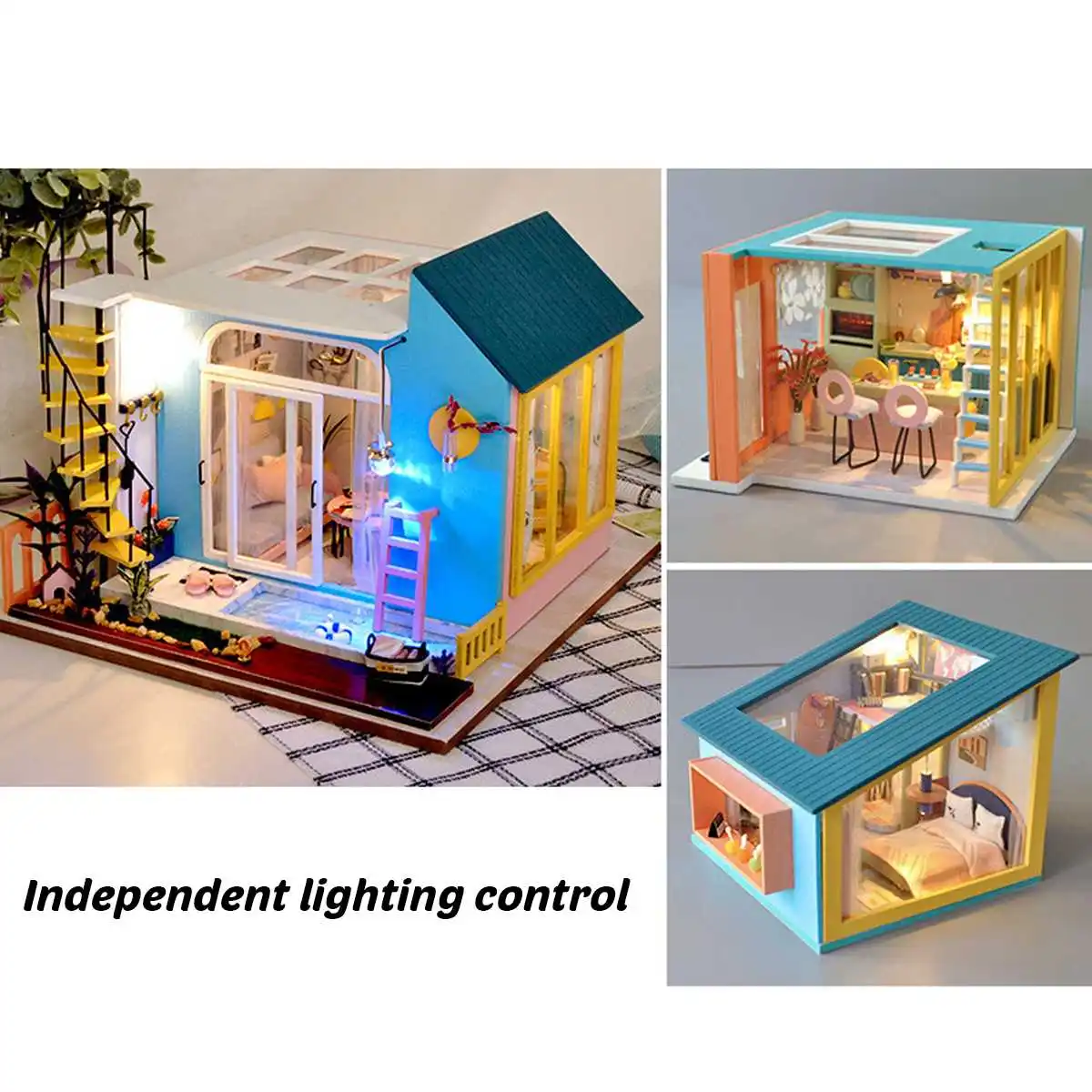 

LBLA DIY Dollhouse Wooden doll Houses Miniature Doll House Furniture Kit Casa Music Led Toys for Children Birthday Gift