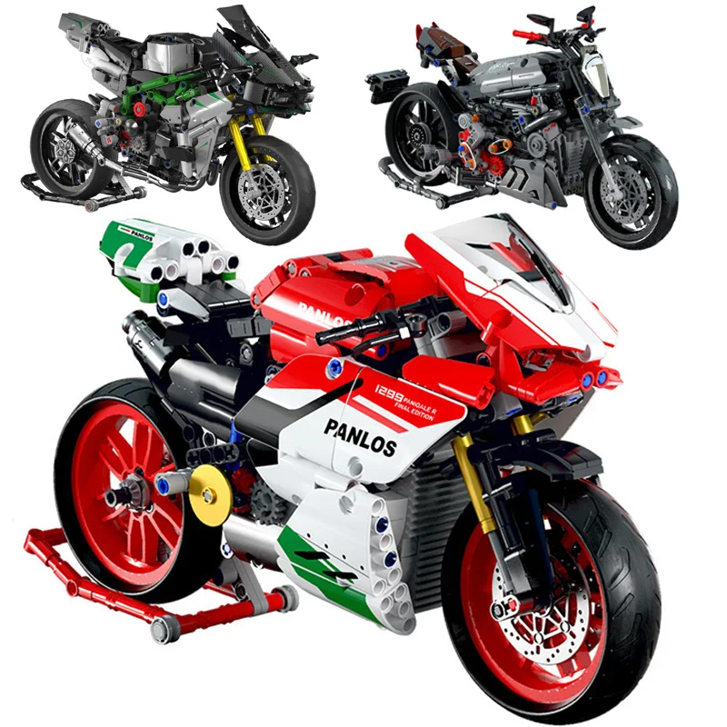 

High-tech Technical Racing Motorcycle Car Model Building Blocks City Speed Champion Motorbike Vehicle Bricks Toys For Kid Gifts