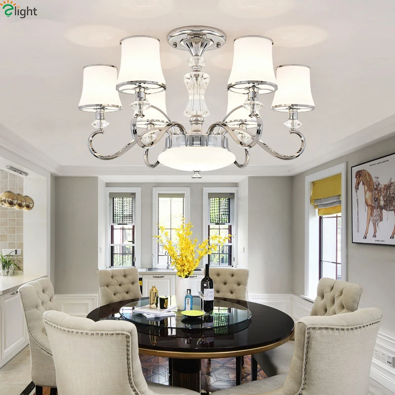 Modern Chrome Metal Led Chandelier Lighting Living Room Glass Pendant Chandeliers Lights Dining Hanging Lamp Fixtures | Лампы и
