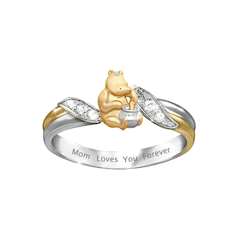 

2020 jewelry fashion cute bear zircon ladies ring romantic valentine's day charm accessories new year gift wholesale