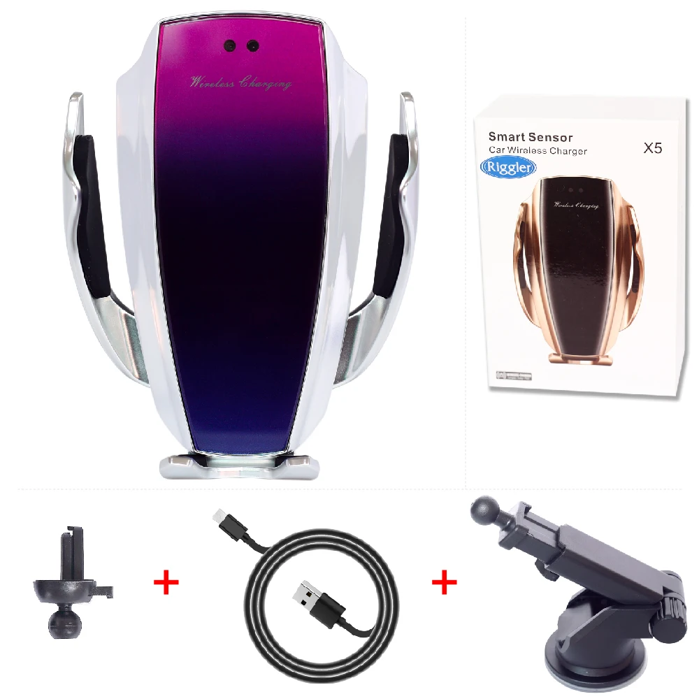 Dazzling two style Infrared Induction Qi Wireless Charger Car 10W Fast Charging Holder for Iphone XR XS 8/8 Plus Huawei P30Pro Mate20Pro - Тип штекера: Dazzling two style