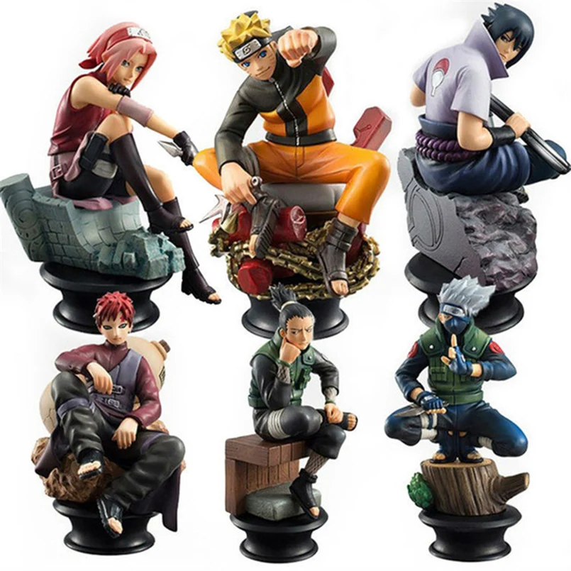 

6pcs/set Action Figures Kakashi Shikamaru Dolls Chess New PVC Anime Sasuke Gaara Model Figurines for Decoration Collection Toys