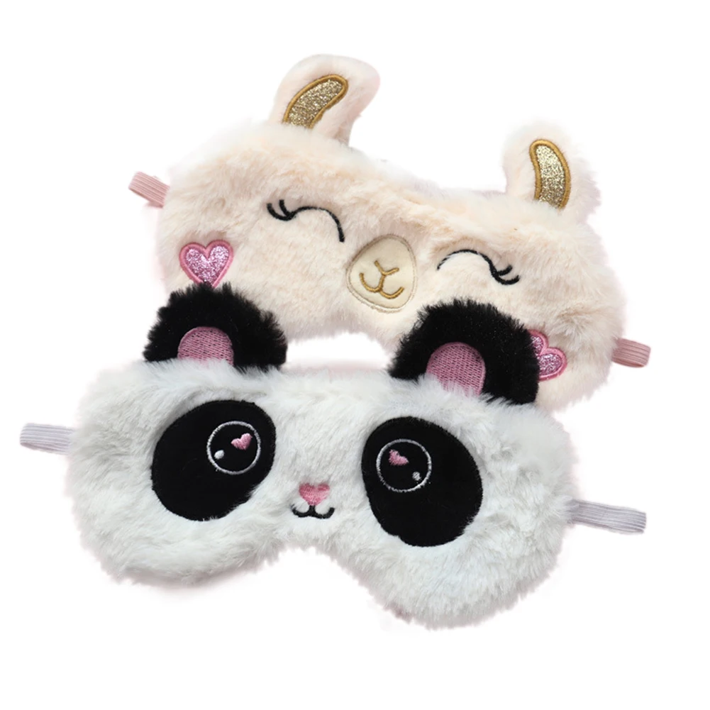 Альпака панда затеняющая маска для сна мягкая плюшевая с завязанными глазами