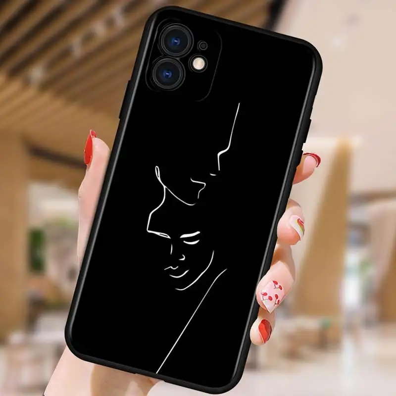 

Minimalist Line Love for Apple iPhone 12 Pro Max Mini 11 Pro XS Max X XR 6S 6 7 8 Plus 5S SE2020 Black Phone Case
