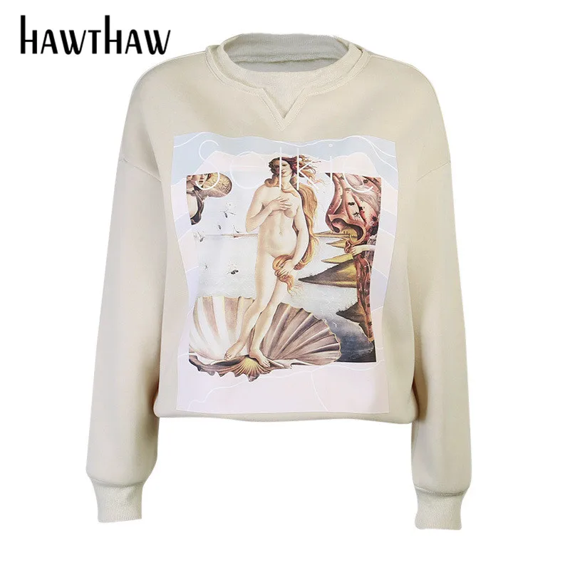 

Hawthaw Women Fashion Autumn Winter Long Sleeve Printed Female Tops Hoodie Sweatshirt Pullover 2020 Fall Clothes Streetwear