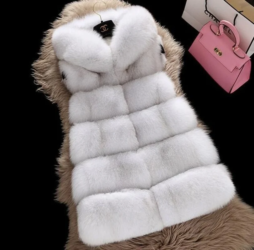 

Faux Fur Vest Fox Fur Hooded Vest Cross-Piece Hooded Vest Women's Fur One Winter Coat Women