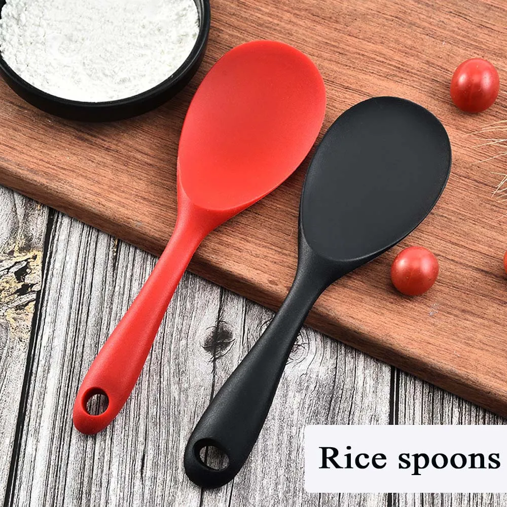 

Long handle rice spoon food grade silicone heat resistant non-stick rice spoon cooking tools kitchen accessories