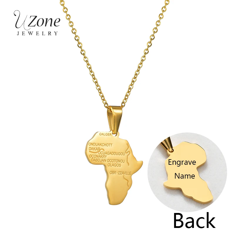 Ожерелье UZone с подвеской из нержавеющей стали в стиле ретро картой Южной Африки