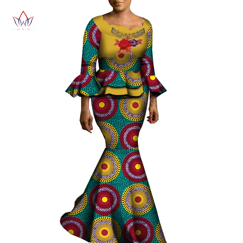 Designer Clothes Women Luxury Top And Skirt Set Bazin Riche New Africa Dashiki Plus Size Women Clothes Set Fashion Style WY6890