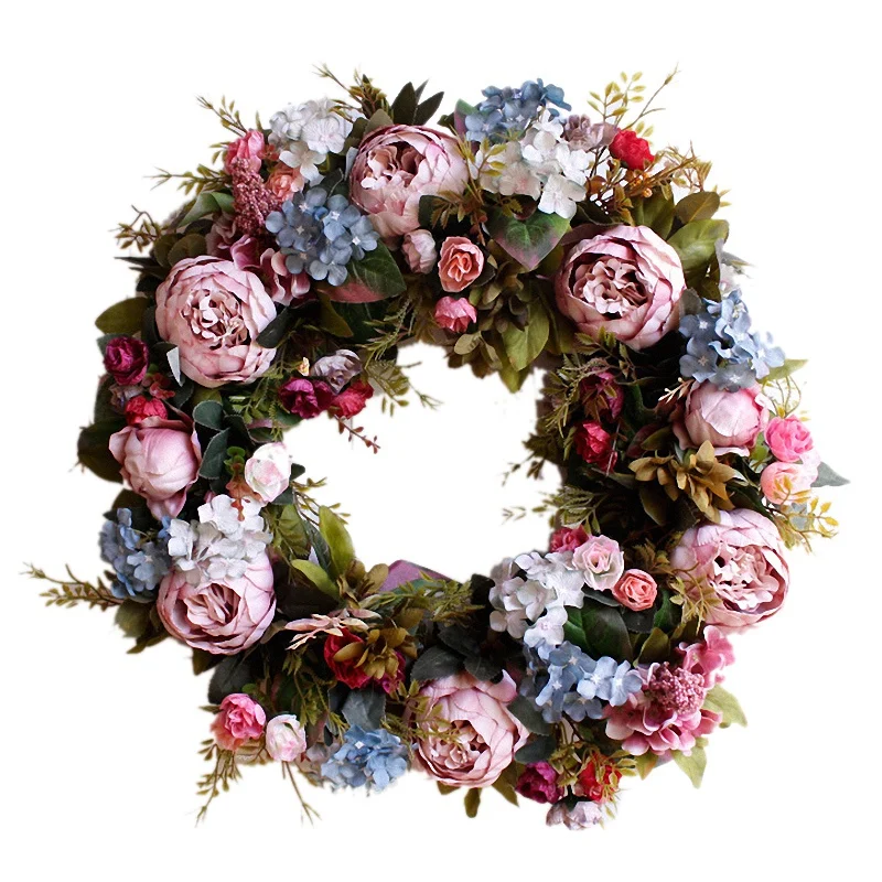 

Hot YO-53cm Door Wreath Large Garland Artificial Flower Wreath Wall Hanging Door Decoration Home Decoration Farmhouse Decor