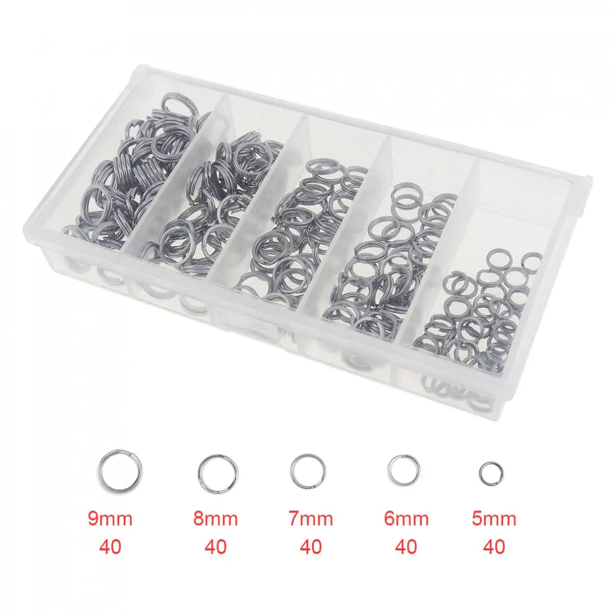 

200pcs Mixture Stainless Steel Fishing Ring Split Clip Swivel Quick Change Hook Connector with Double Loop for fishing