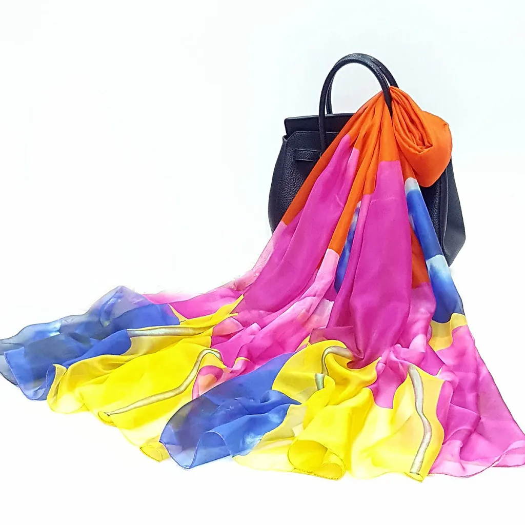 

Women Ladies Flower Scarf Sunscreen shawl Infinity Wrap Silk Shawl Scarves