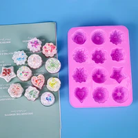 mixed style 3d flower star heart shaped silicone chocolate pudding mold handmade diy craft ice cube tray cake biscuit
