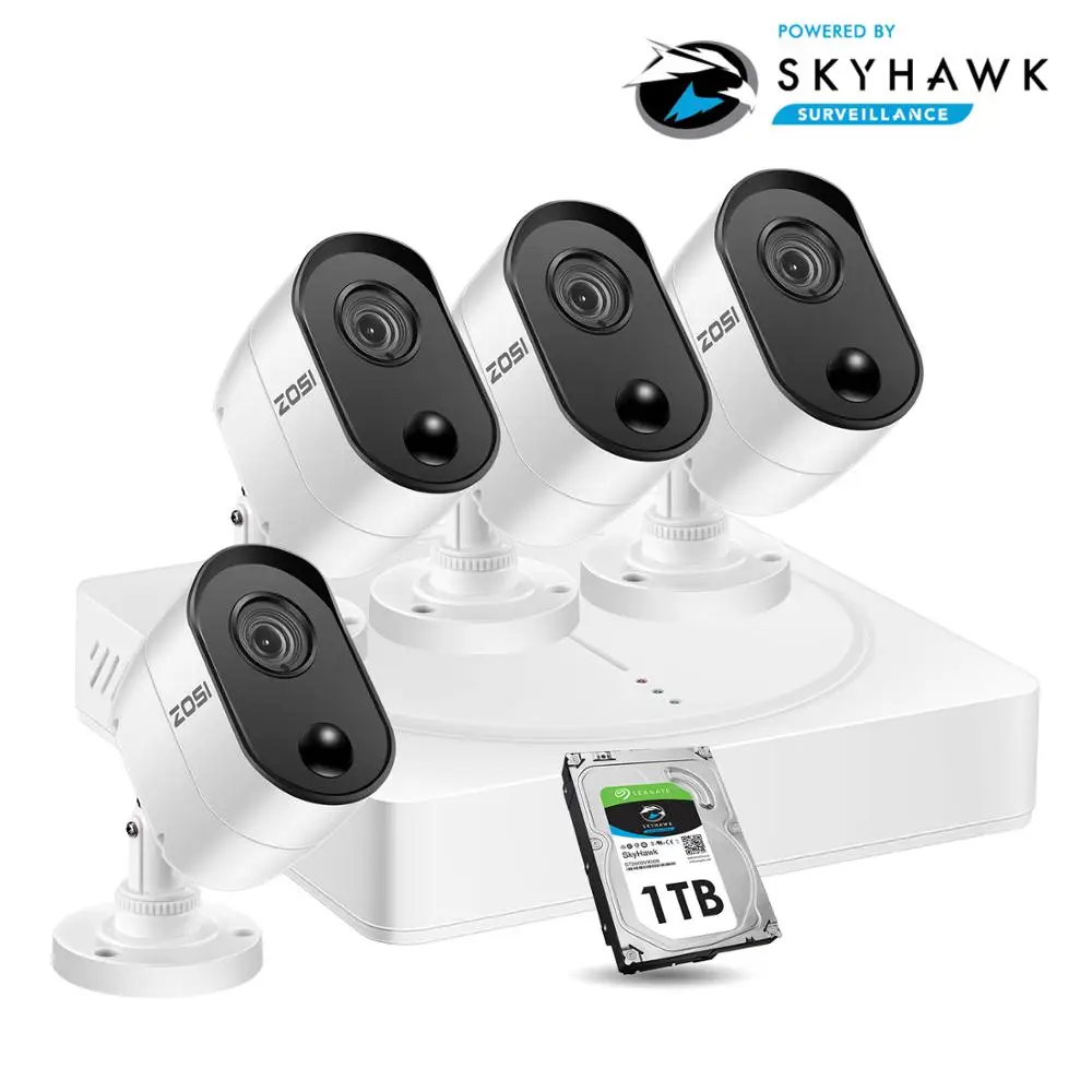 ZOSI 8 канальный CCTV Системы 4x1080P 2MP Наружные камеры безопасности камера