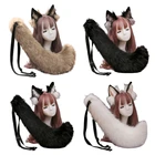 Повязка на голову с волчьими ушками и длинным хвостом Anmimal из искусственного меха, Аниме Костюм для косплея Лолиты на Хэллоуин, 2021