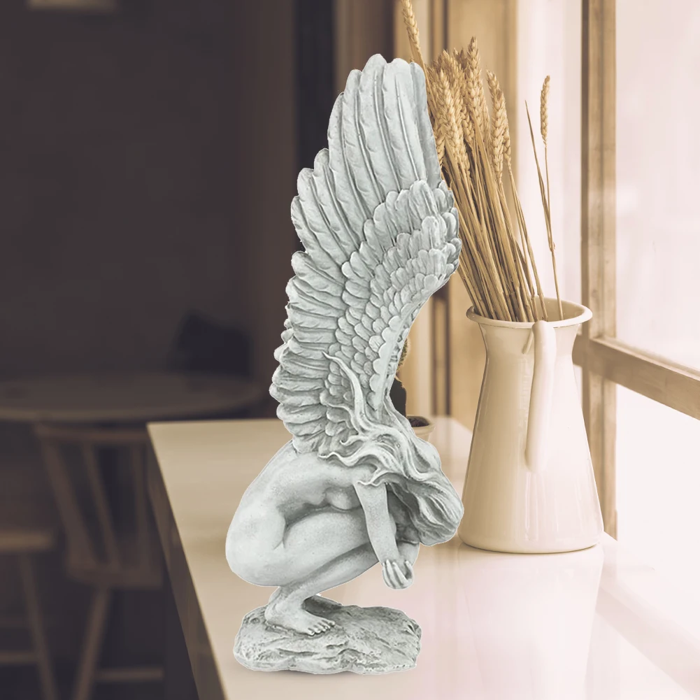 

Vintage Angel Memorial Redemption Statue Handicraft Resin Angel Wings Sculpture Outdoor Garden Figurine Crafts Decoration