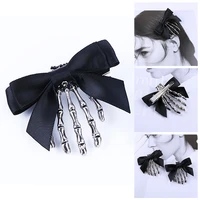 1pc ribbon bowknot skull hand hair clip for women girl hair hairpins barrette children hair accessories punk style headwear new