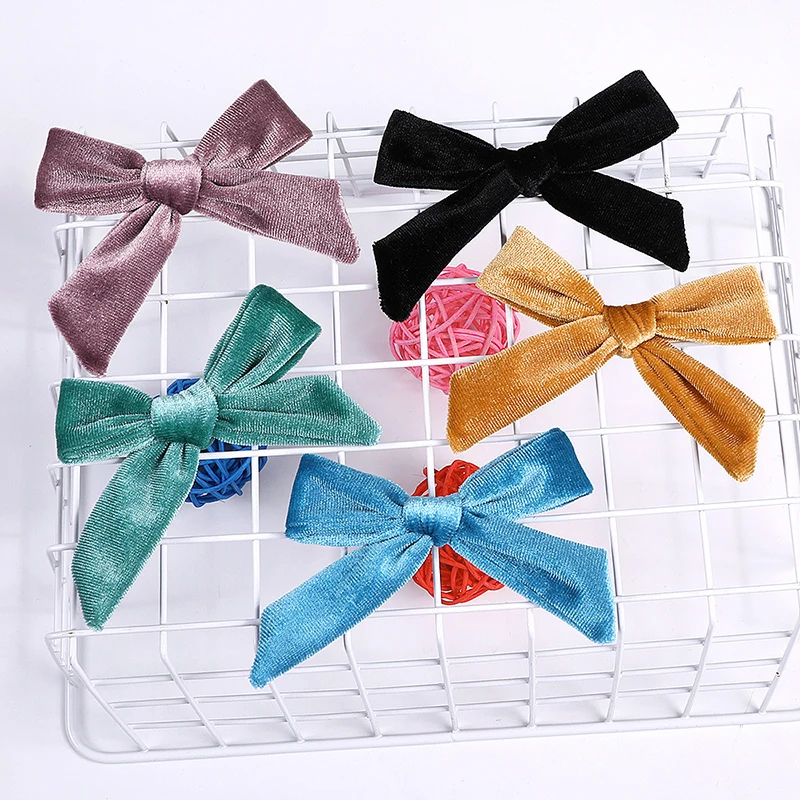 Фото 3.7" Children Baby Fashion Solid Velvet Hair Clips For Girls kids Knot Bow Hairgrips Barrettes Women Accessories - купить по 3.7" Children Baby Fashion Solid Velvet Hair Clips For Girls kids Knot Bow Hairgrips Barrettes Women Accessories - купить по