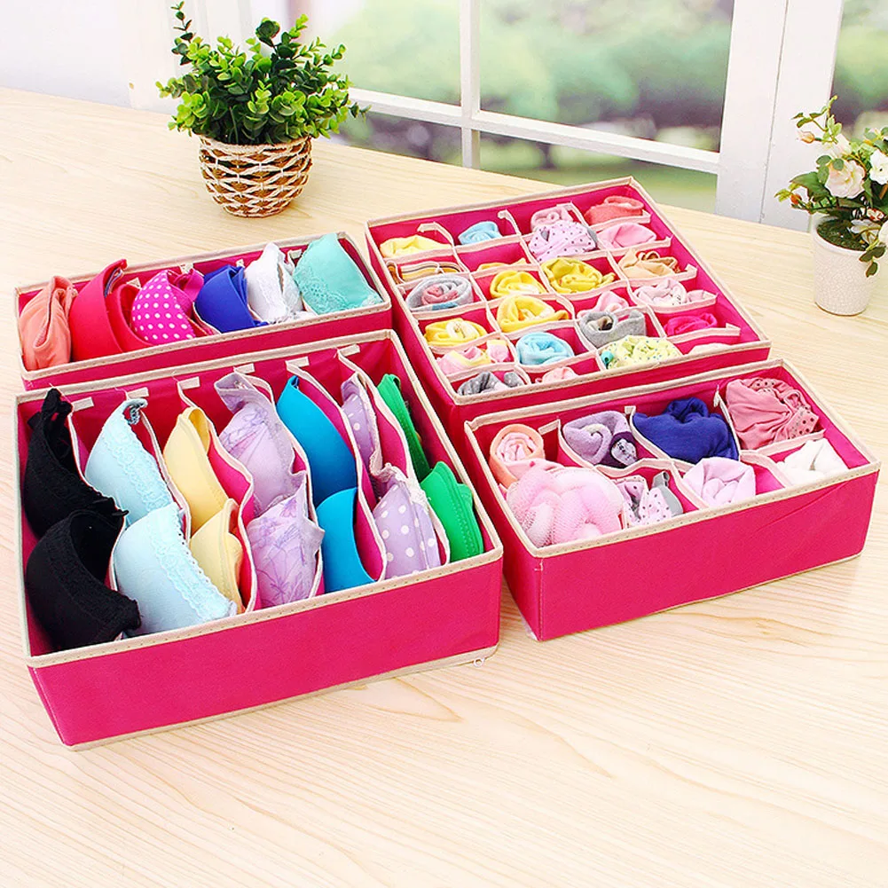 

New Storage Boxes Underwear Divider Drawer Lidded Closet Organizer Ropa Interior Organizador For Ties Socks Shorts Bra New 4PCS