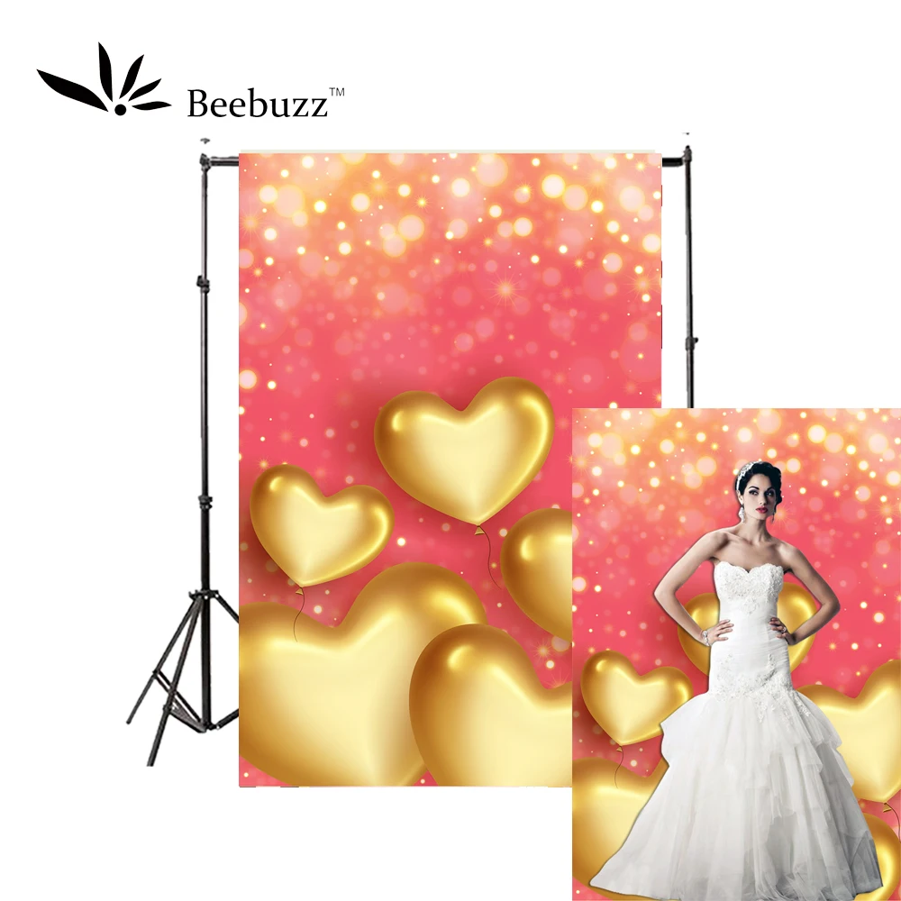 Золотой в форме сердца пузырьковый красный горошек фон для фотостудии Фотофон на