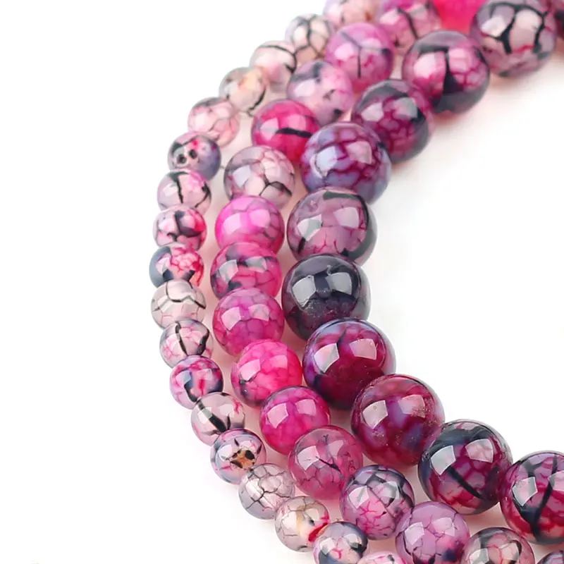 Бусины из натурального камня гладкая мечта морозный кристалл розово-красный