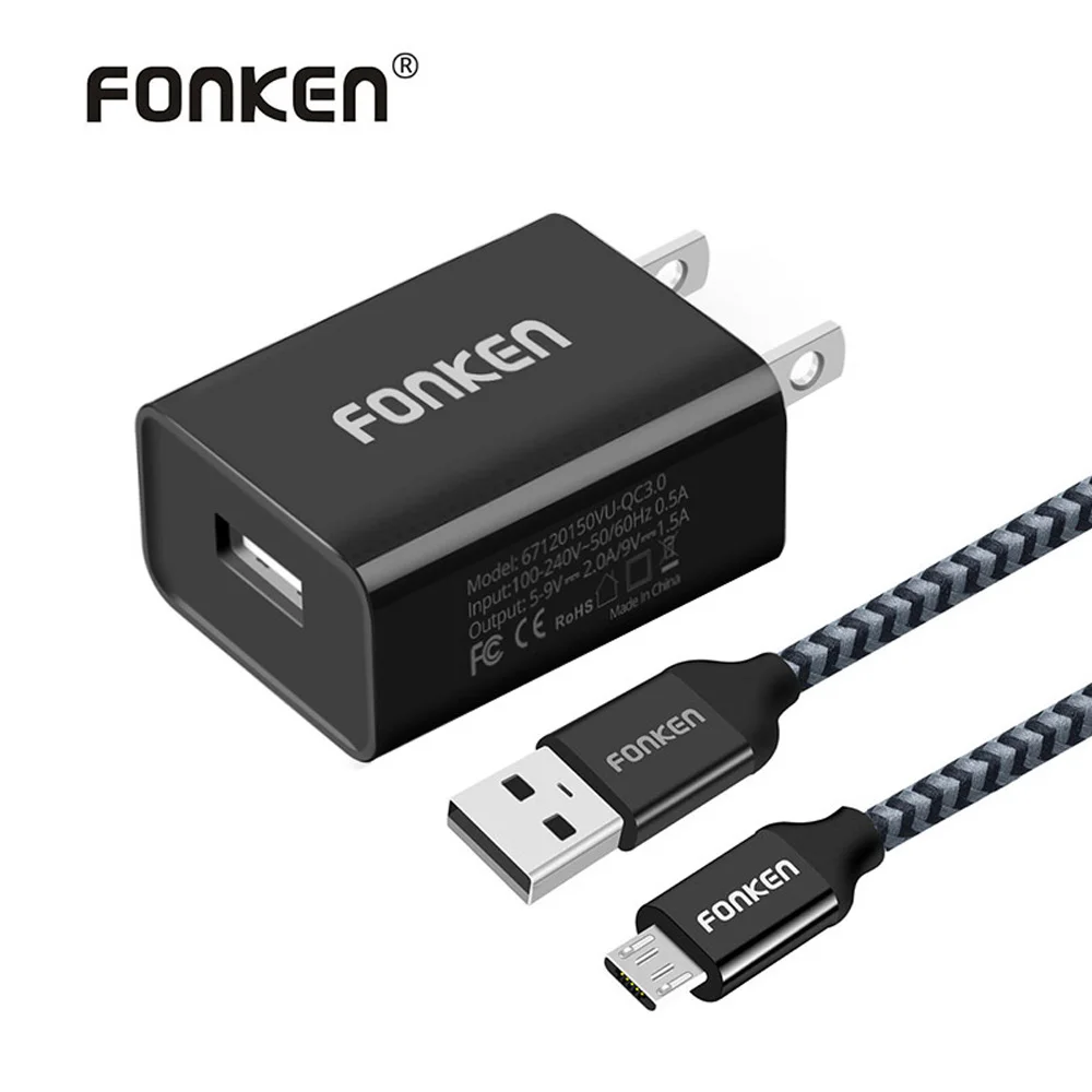FONKEN USB зарядное устройство Quick Charge 3 0 для телефона QC3.0 QC2.0 18 Вт Быстрое с зарядным