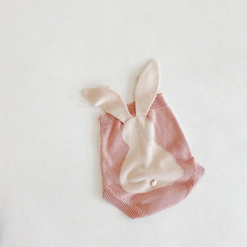 Вязаный комбинезон для новорожденных девочек Детский с кроликом Хлопковая