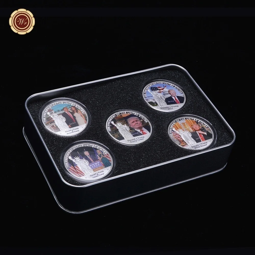 Президент США Дональд Трамп позолоченная/Посеребренная памятная монета новинка