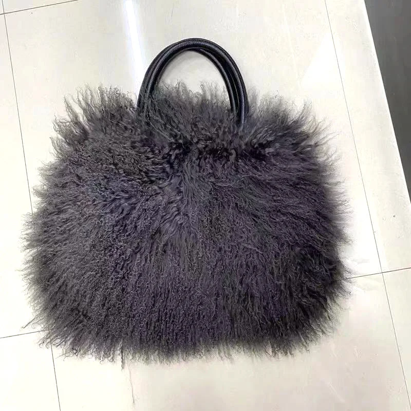 2023 Real Wool Bag Australian Beach Wool Fur Shoulder Bag Wool Ladies Handbag Large Capacity Fashion Luxury Handbags Handbags