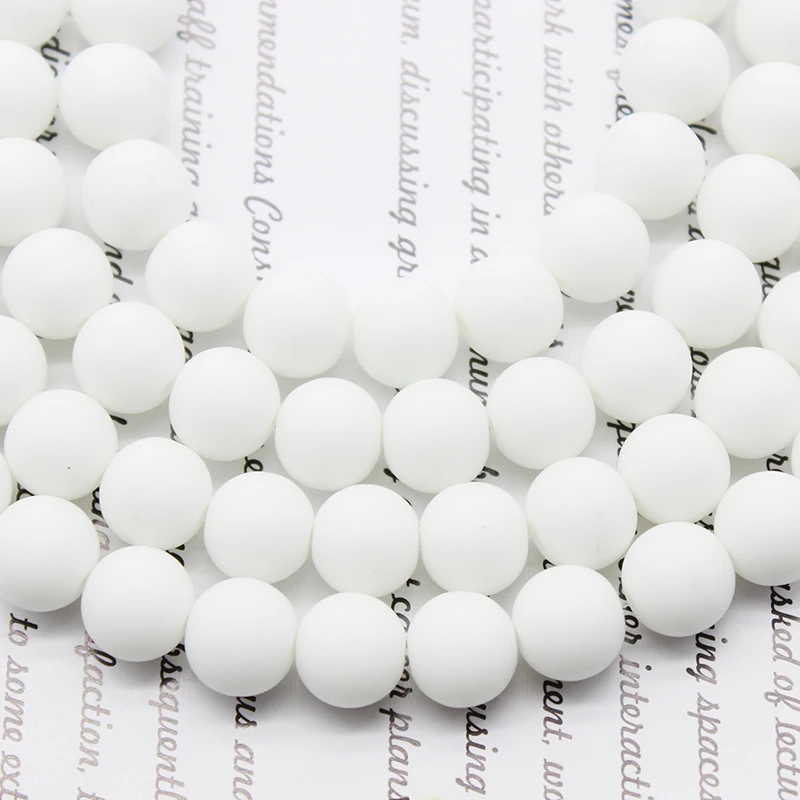 

Natural Matte White Glass Stone Beads Round Loose Spacer Beads For Jewelry DIY Making Accessories Bracelet 15" 4/6/8/10/12mm