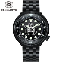 steeldive watch sd1975xp pvd black case stainless steel mechanical wristwatch 300m waterproof men dive watch nh35 automatic
