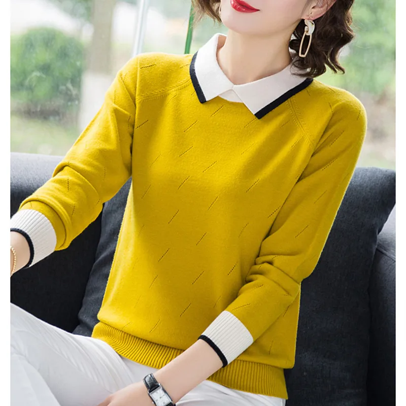 

2021 тонкий вязаный свитер с длинным рукавом, осенне-зимние базовые рубашки, Женский пуловер для работы в офисе, свитер свободного кроя, Женск...