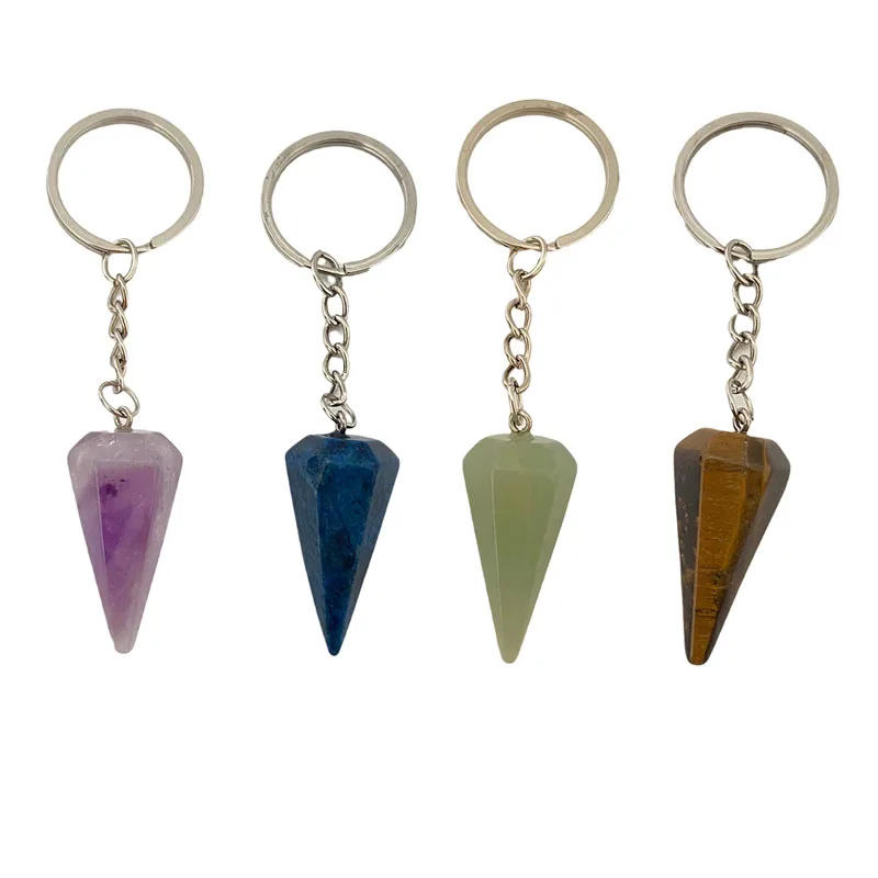 Шестиугольный конусный Хрустальный брелок для ключей медитации маятник энергия