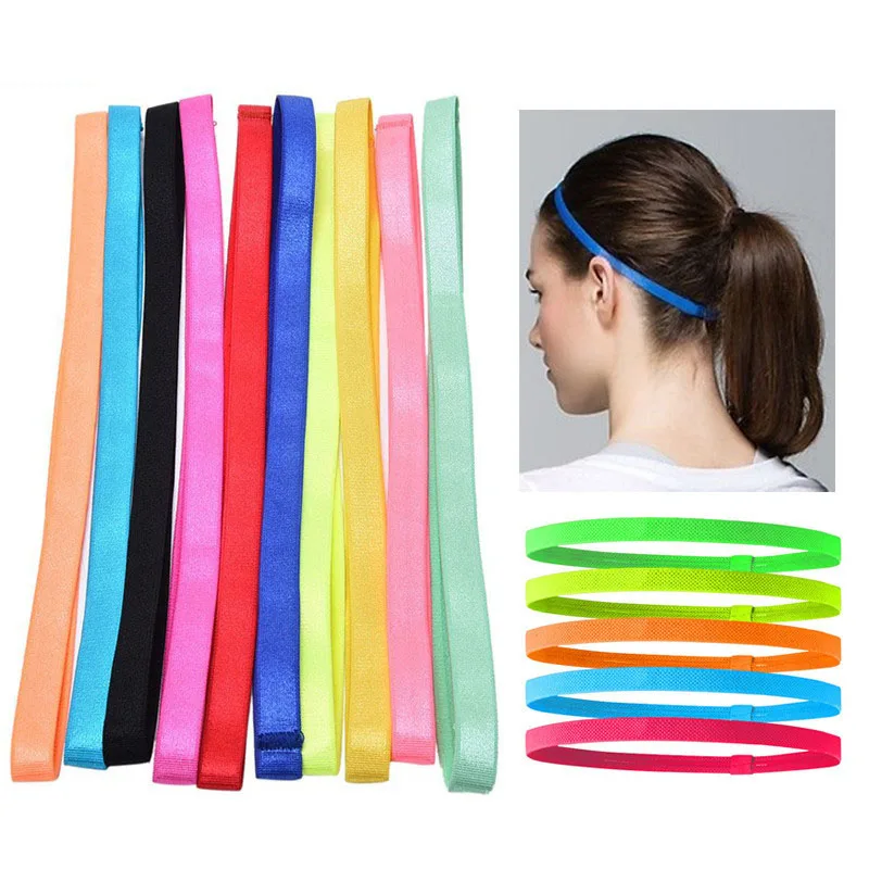 

1 PC Candy Color Women Men Yoga Hair Bands Sports Headband Girls Sport Anti-slip Elastic Rubber Sweatband Football Running