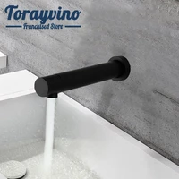 Torayvino water tap sensor wall mount faucet bathroom brass black matte faucet bathroom mixer water sink tap wash basin taps