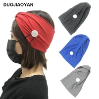 duojiaoyan fashion elastic solid color hairband gender headwrap sweat sports hair band bandana new button headband for mask