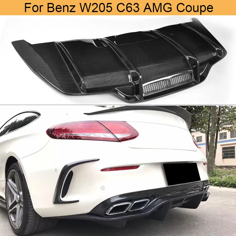C Класс углеродного волокна задний бампер Guard Diffuser губ для Mercedes Benz W205 C205 C63 AMG Coupe 2