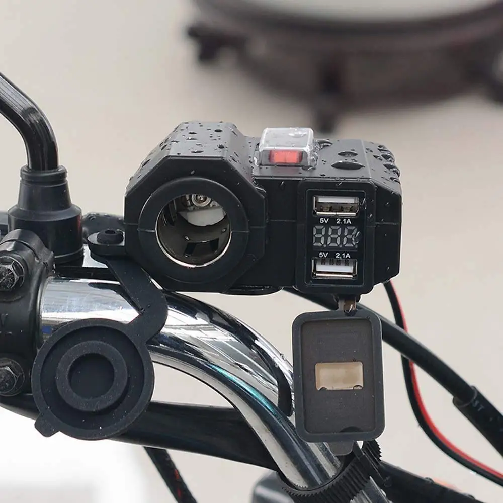 LYKAS мотоцикл двойной USB зарядное устройство прикуриватель со светодиодным Вольтметр дисплей Водонепроницаемый Руль адаптер питания