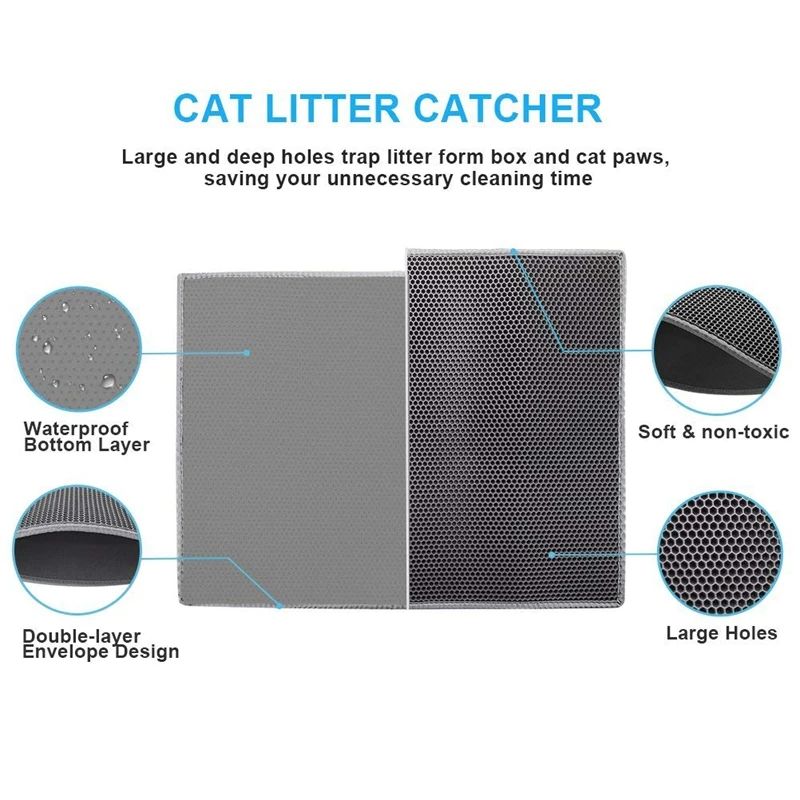 Top-Cat Litter Mat EVA Double-Layer Cat Trapper Mats with Waterproof Bottom Layer kattenmand Black Bed | Дом и сад