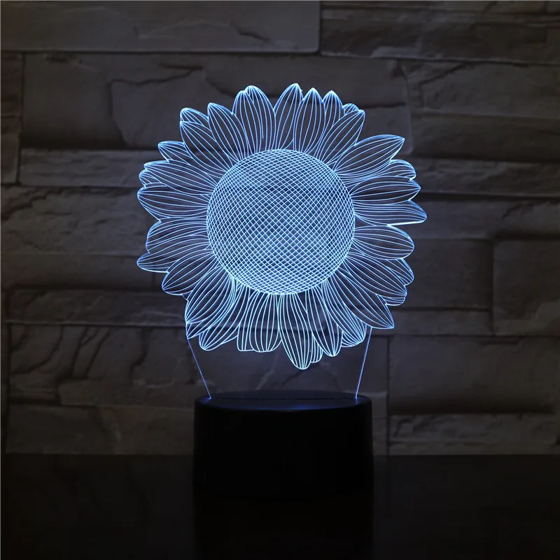 

3D-2810 Sun Flower 7/16 Colors Table Lamp Led Night Light for Kids Gift Home Decor Novelty Lighting Romantic Atmosphere