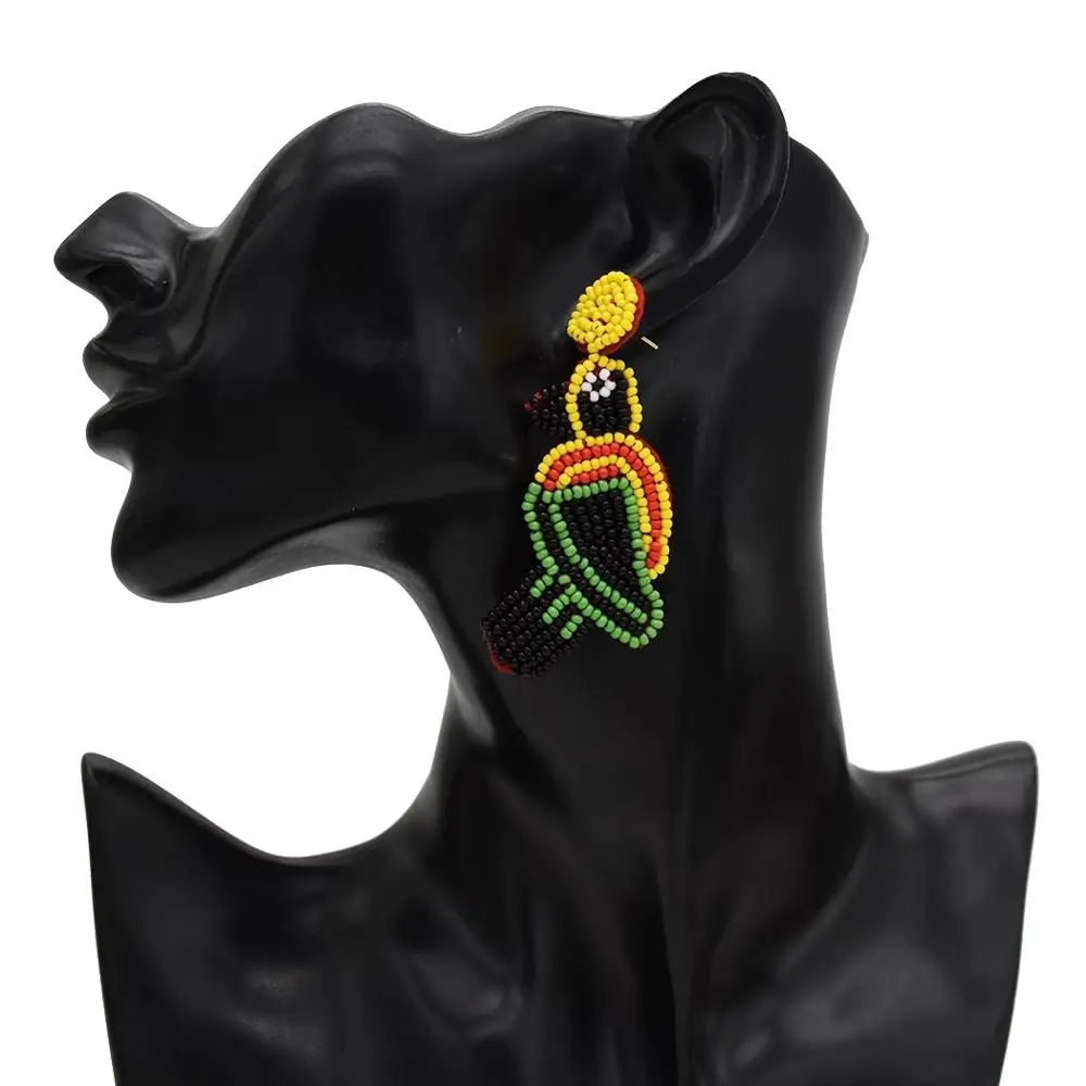Серьги подвески в стиле бохо с кисточками птицами деревом бусинами ручной работы