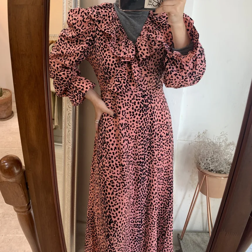 

VICONE Chic Retro Women Summer Dress 2021 spring Casual Long Sleeve Boho Floral Print Dress Bandage Elegant Dresses