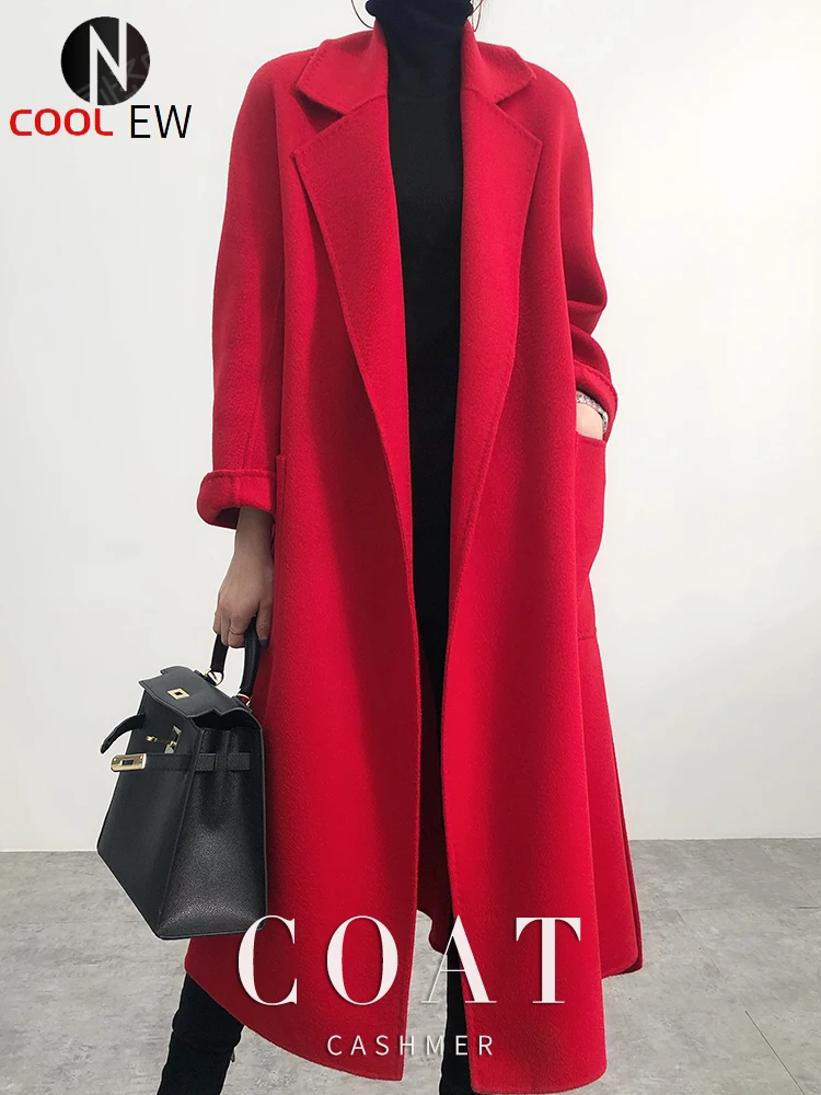 

Autumn and winter new fashion women's long coat water ripple coat