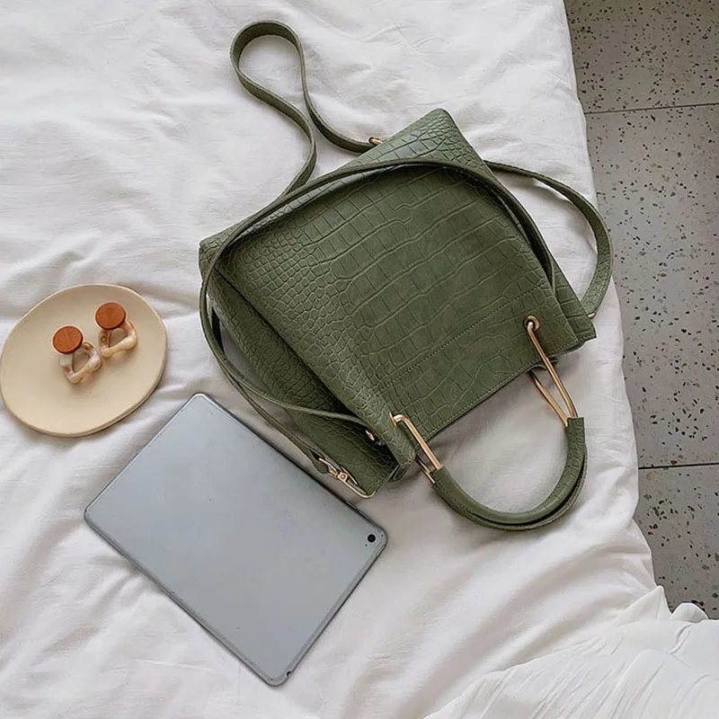 2021 женские сумки-ведро из искусственной кожи с каменным узором маленькая