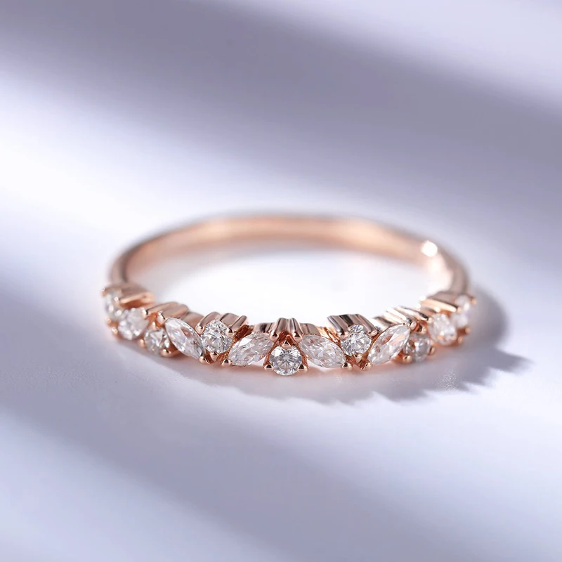 Обручальное кольцо CxsJeremy Moissanite полувечность круглая огранка с маркизой 14 к
